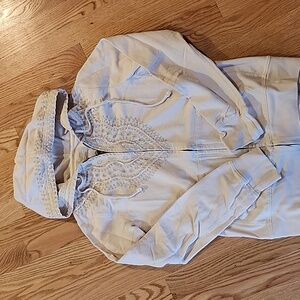 Lucky Brand Cream Jacket with Embroidered Details - Size MEDIUM